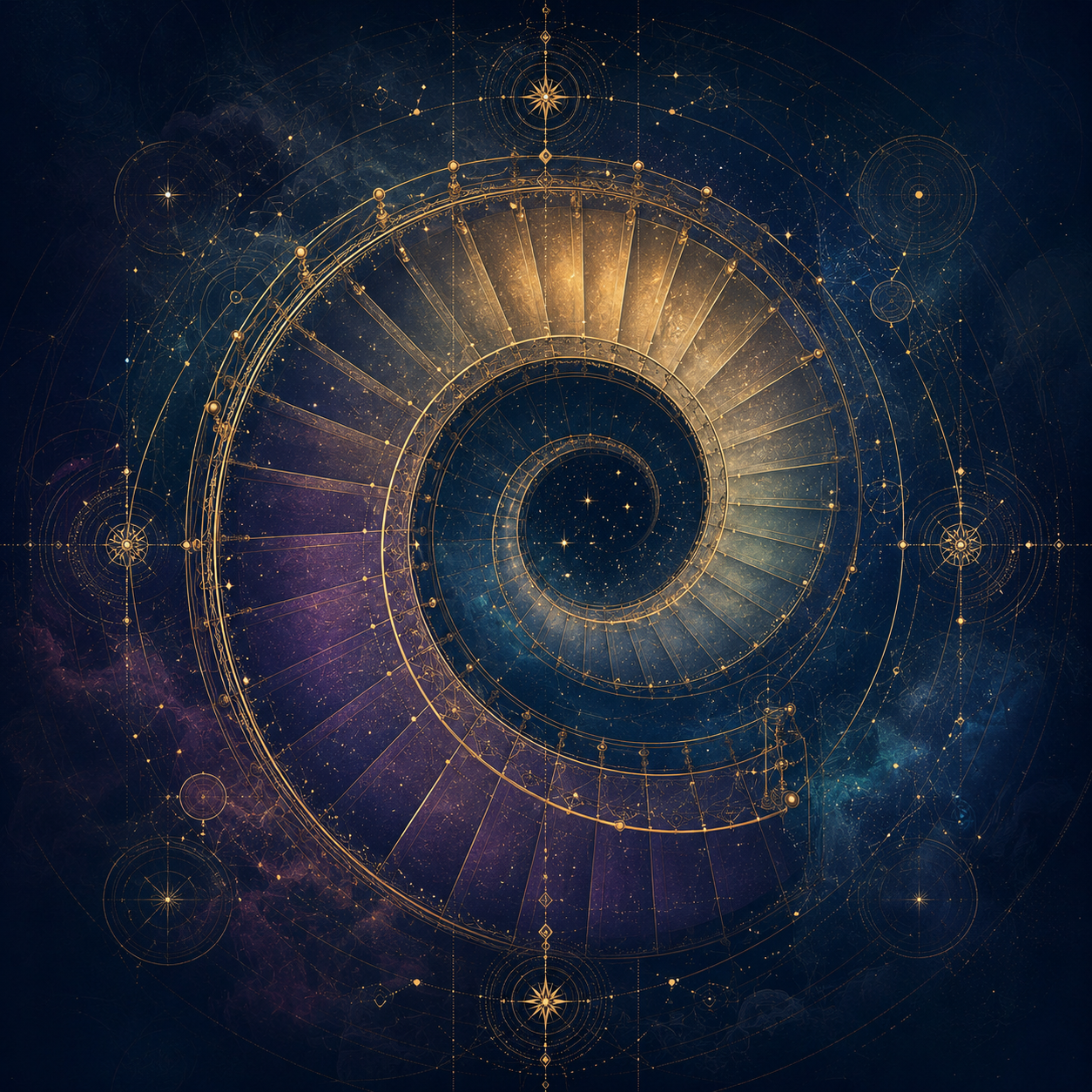 Your Life Themes — spiral staircase vortex with nebula background
